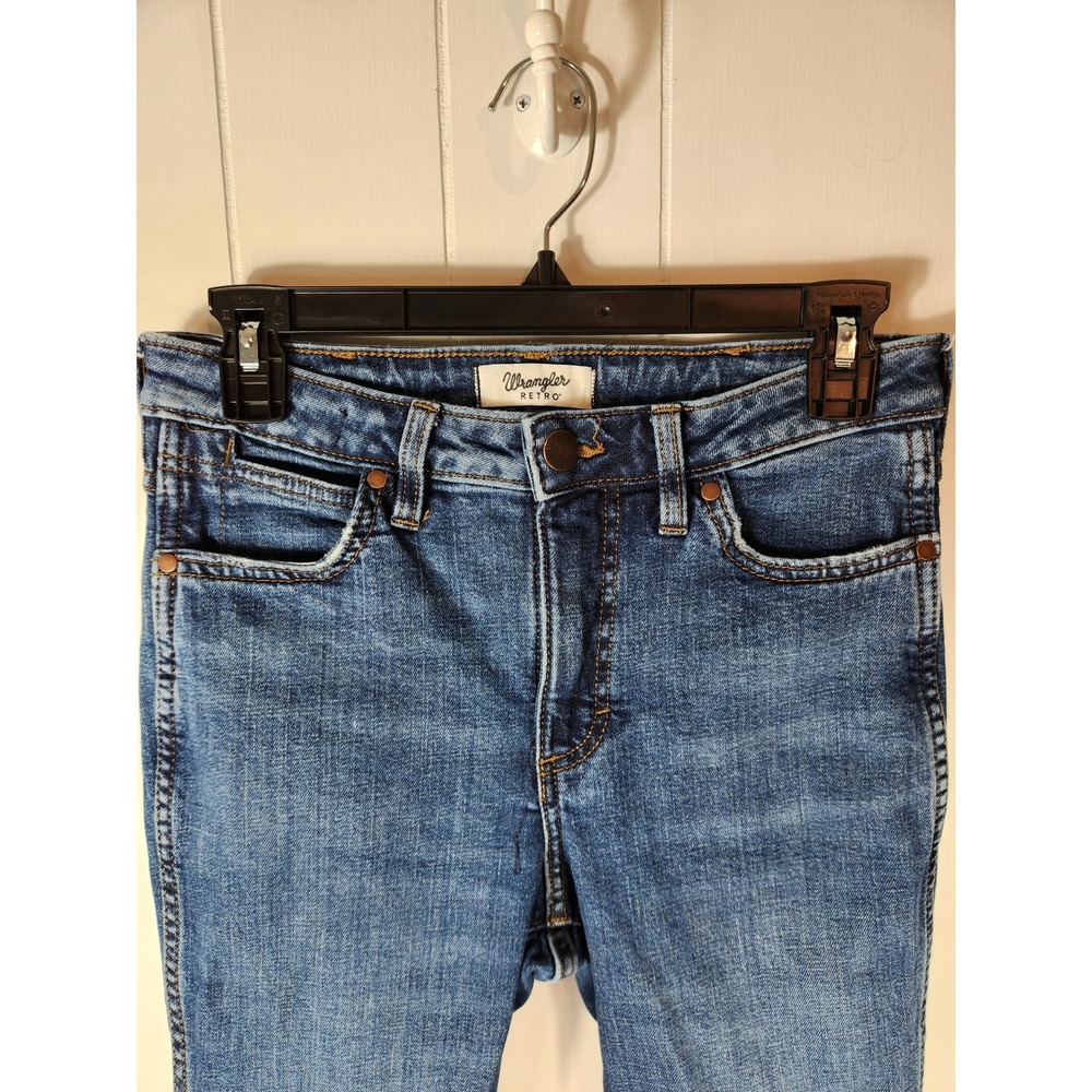 Wrangler Jeans Retro Mae Flare Medium Wash Bell Bottom 27x32 Western 70s - Picture 4 of 7